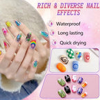 Collection of professional nail art designs created with markers