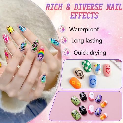 Collection of professional nail art designs created with markers