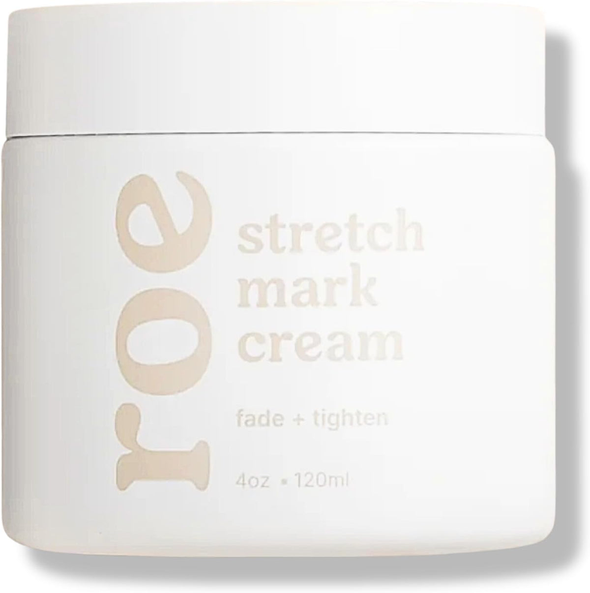 Roe Wellness Stretch Mark Cream front view of four ounce jar for pregnancy skin care