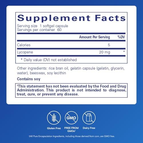 Supplement bottle showing 60 softgel capsules facts and hypoallergenic label details.