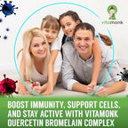 VitaMonk Quercetin with Bromelain capsules showing the clear veggie capsule formulation details.