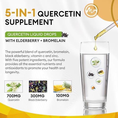 Liquid Quercetin with Bromelain drops showing the natural pineapple flavor benefit.