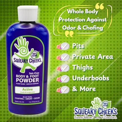 Squeaky Cheeks minty fresh scent foot powder for athletes