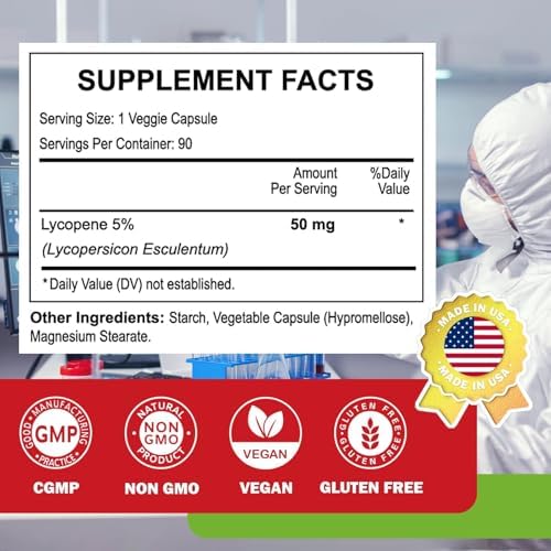 Novafun natural tomato antioxidant dietary supplement bottle side label details