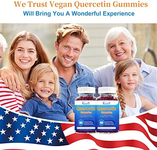 Side profile of Vazatisi 120 count allergen defense vegan gummy bottles.