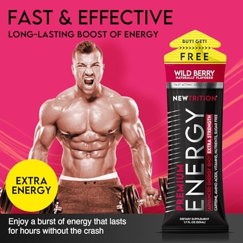 Side profile of NewTrition sugar free zero calorie energy drink for focus.