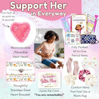 Discreet hearts patterned period bag for school with portable hygiene essentials