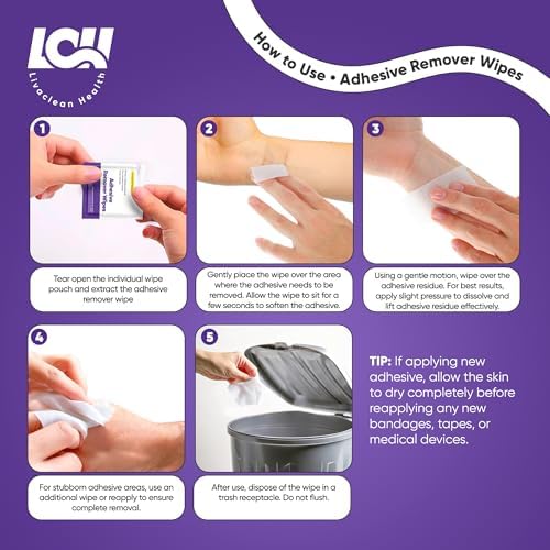 Two ply adhesive remover wipes for cleaning ostomy residue and bandage glue