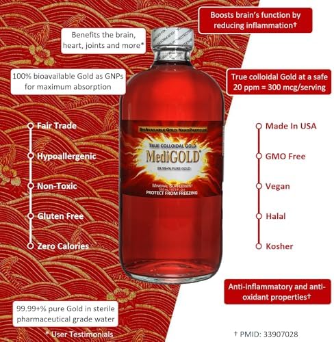 MediGOLD True Colloidal Gold Pure Nanoparticles Liquid Close Up