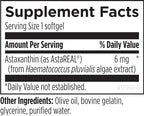 Designs For Health Astaxanthin 60 softgels showing product warnings and clean label certifications