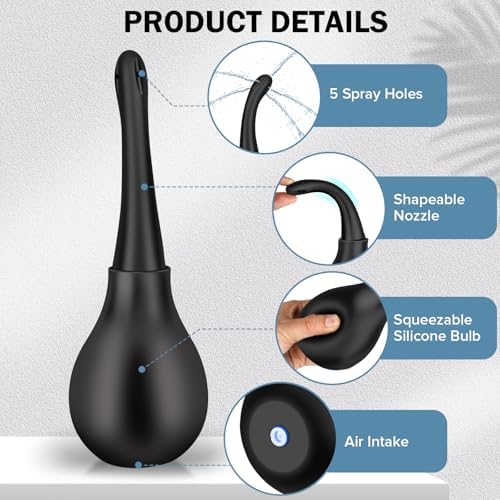 SewXew 300ml black silicone bulb with anti backflow valve and nozzle