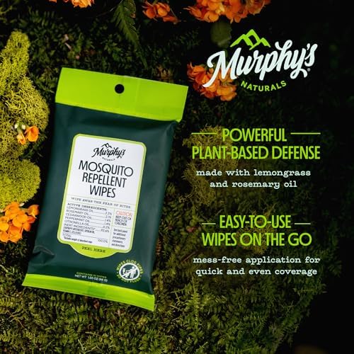 Murphys Naturals plant based insect repellent wipes 3 pack showing the premium packaging details.