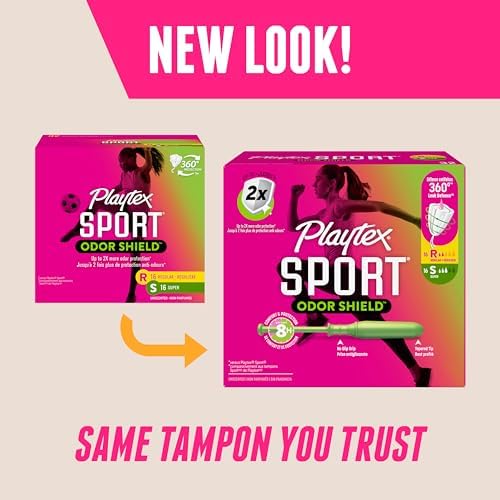 Playtex 360 degree leak defense technology illustration on sport tampons