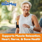 Slow-Mag high absorption dietary supplement for cardiovascular health showing enteric coated tablets detail