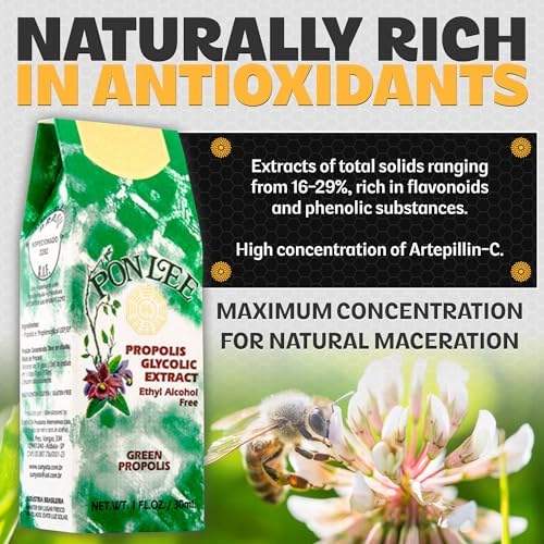 PONLEE premium Brazilian green propolis nutritional supplement packaging details view.