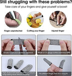 Comparison view of the 8cm finger protector sleeves laid out flat showing consistent sizing.
