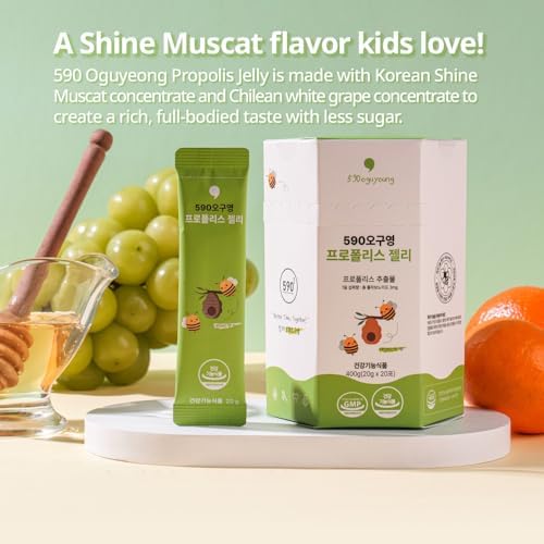 Complete packaging view of the alcohol-free 20 count kids health functional food box.