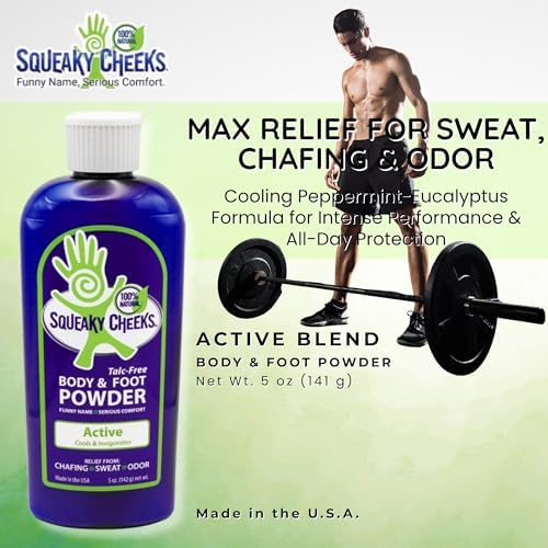 Applying Squeaky Cheeks powder into shoes for odor control