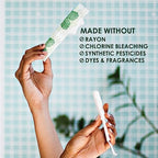 L. brand organic cotton core tampons with BPA-free plastic applicator detail