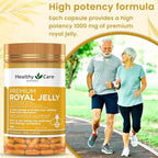 Healthy Care Royal Jelly 365 capsules back label showing nutritional ingredients and 10-HDA content