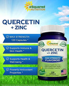 aSquared Nutrition Quercetin Dihydrate 120 capsules dietary supplement label showing nutrition facts