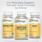 Full view of Solaray Quercetin 500mg 90 vegetarian capsules bottle for immune and respiratory support