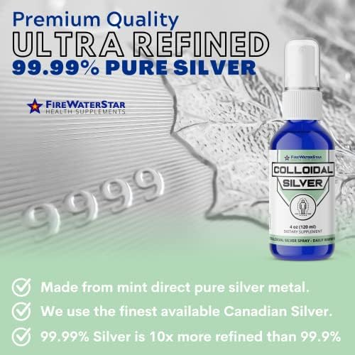 FireWaterStar imported American wellness colloidal silver glass bottle