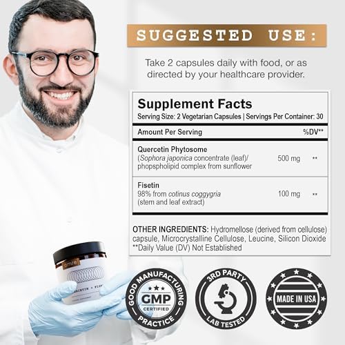 Third party tested OMRE longevity capsules with 500mg Quercetin Phytosome