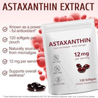 Premium astaxanthin 12mg softgels for eye and skin health supplement details