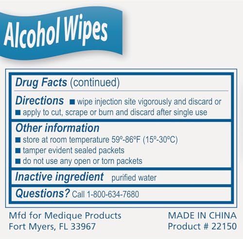 Sterile alcohol prep pads for first aid and pre-injection cleaning
