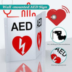 3D projecting V-shaped defibrillator sign showing two-way visibility for hallways.