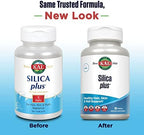 KAL Silica Plus supplement facts label showing horsetail extract and silica gel ingredients