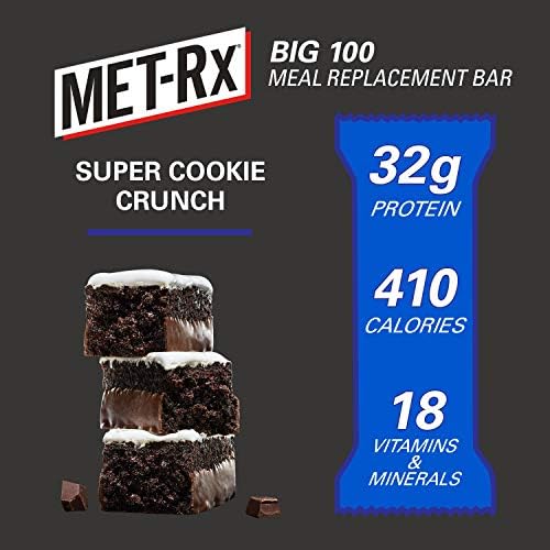 MET-Rx Big 100 Protein Bar, Meal Replacement Bar, 32G Protein, Super Cookie Crunch, 3.52 Oz (Pack of 9) - Image 4