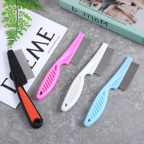 4 Pcs Dandruff Comb Stainless Steel Psoriasis Comb Professional Fine Tooth Scalp Combs Metal Flea Lice Combs For Dandruff Remover Scalp Massage Blue Black White Pink - Image 5