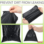 A portable bundle of Weekgrat black disposal bags packed conveniently for travel and outdoor hygiene management.
