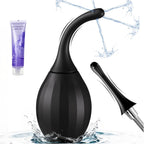 Euwvdy Anti Backflow Enema Bulb Kit front view showing black silicone bulb and nozzle.