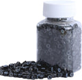 NIACONN 1000 pieces silicone lined micro link beads front view of plastic container packed with black five millimeter rings