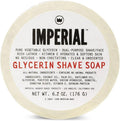 Imperial Barber glycerin soap puck front view for wet shaving