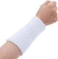 Comnico 6 inch white cotton sports wrist sweatbands front view
