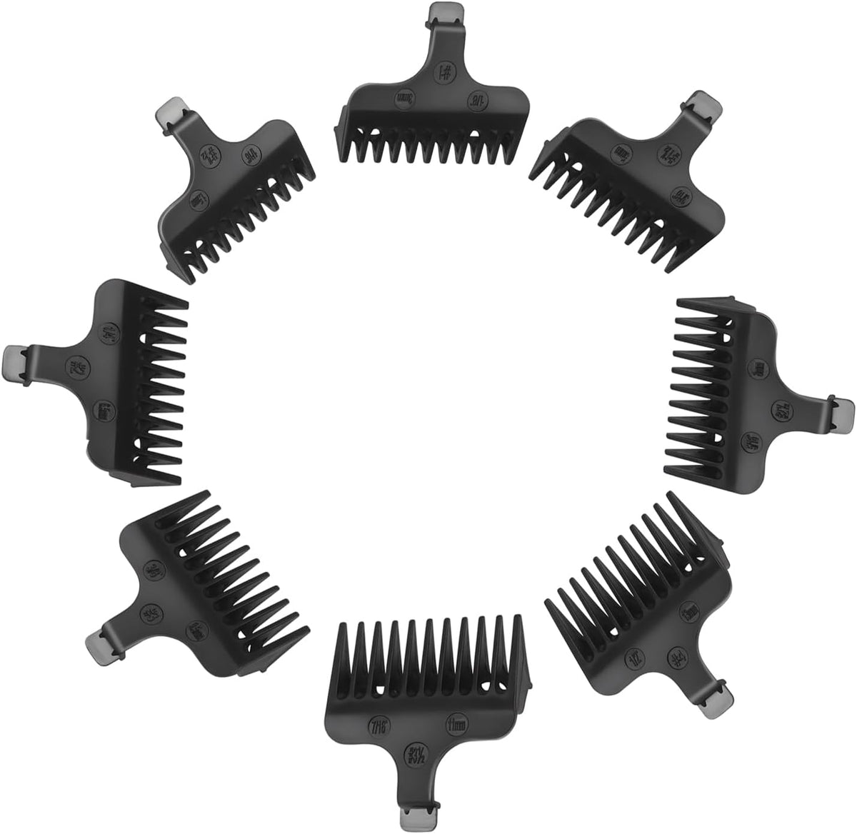 Loarysk 8 piece beard trimmer guide comb set front view