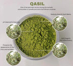 Authentic Somali Qasil powder being mixed into a paste for acne treatment