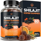 MBDH Wellness Purify Life Himalayan Shilajit and Ashwagandha Gummies front bottle view for natural stamina boost.