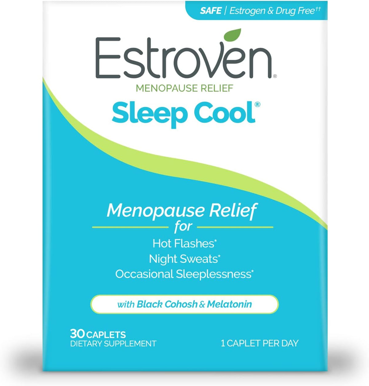 Estroven Sleep Cool 30 Caplets front bottle view for menopause relief