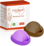 YTYOMUR Reusable Menstrual Disc front view of purple and brown set.
