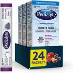 Pedialyte electrolyte powder variety pack front view for fast rehydration.