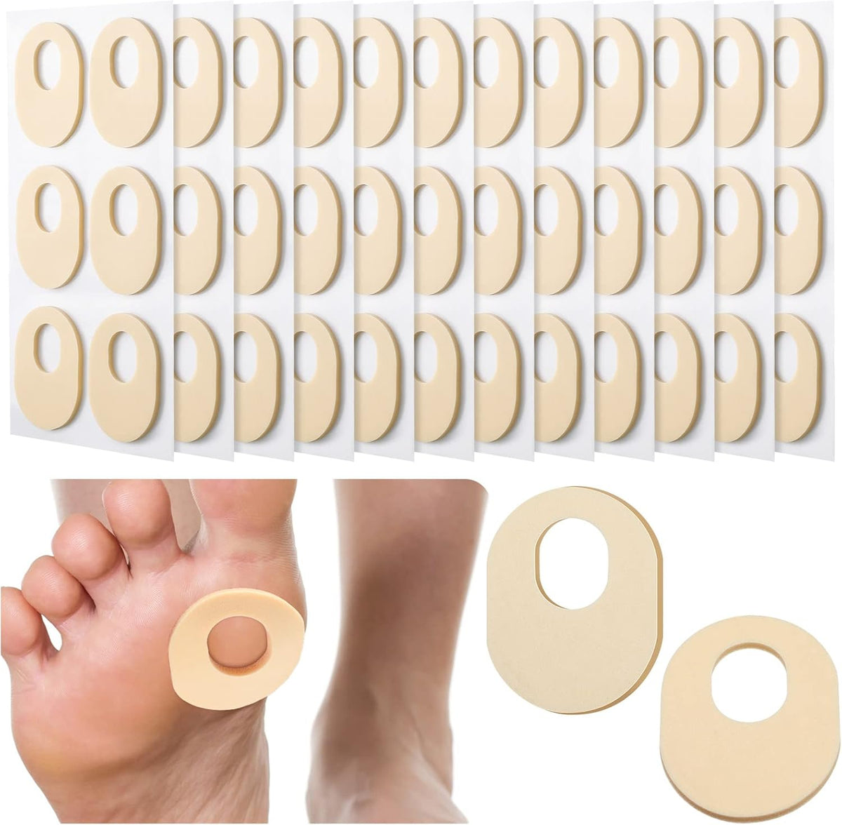 Nuanchu soft foam callus cushions 72 count front view for foot pain relief.