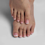 BTArtbox short square press on toenails with white French tip design artificial nails kit