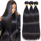 CLAROLAIR 10A Brazilian Straight Human Hair Bundles front view showcasing natural black texture.