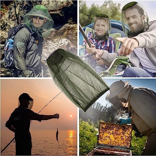 Person wearing protective mosquito face netting outdoors