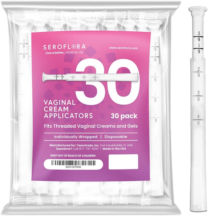 Serovera Seroflora disposable vaginal cream applicators 30 pack front view.